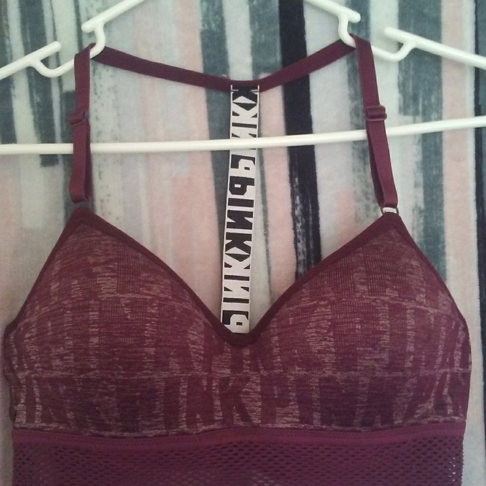 Pink burgundy sports bra